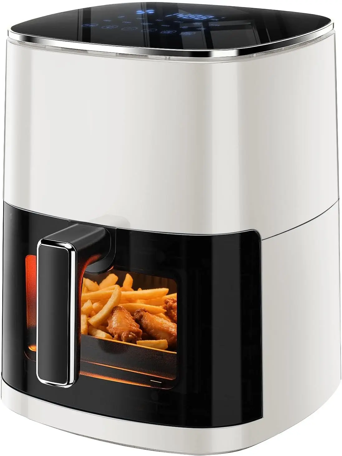 Simple Deluxe 6.34 QT Digital Air Fryer - 1700W Countertop Family Size Easy to Use Kitchen Fryer, Visible Window, 12 Preset Functions, Nonstick Dishwasher-Safe Basket, Beige, Airfryer, Countertop Fryer