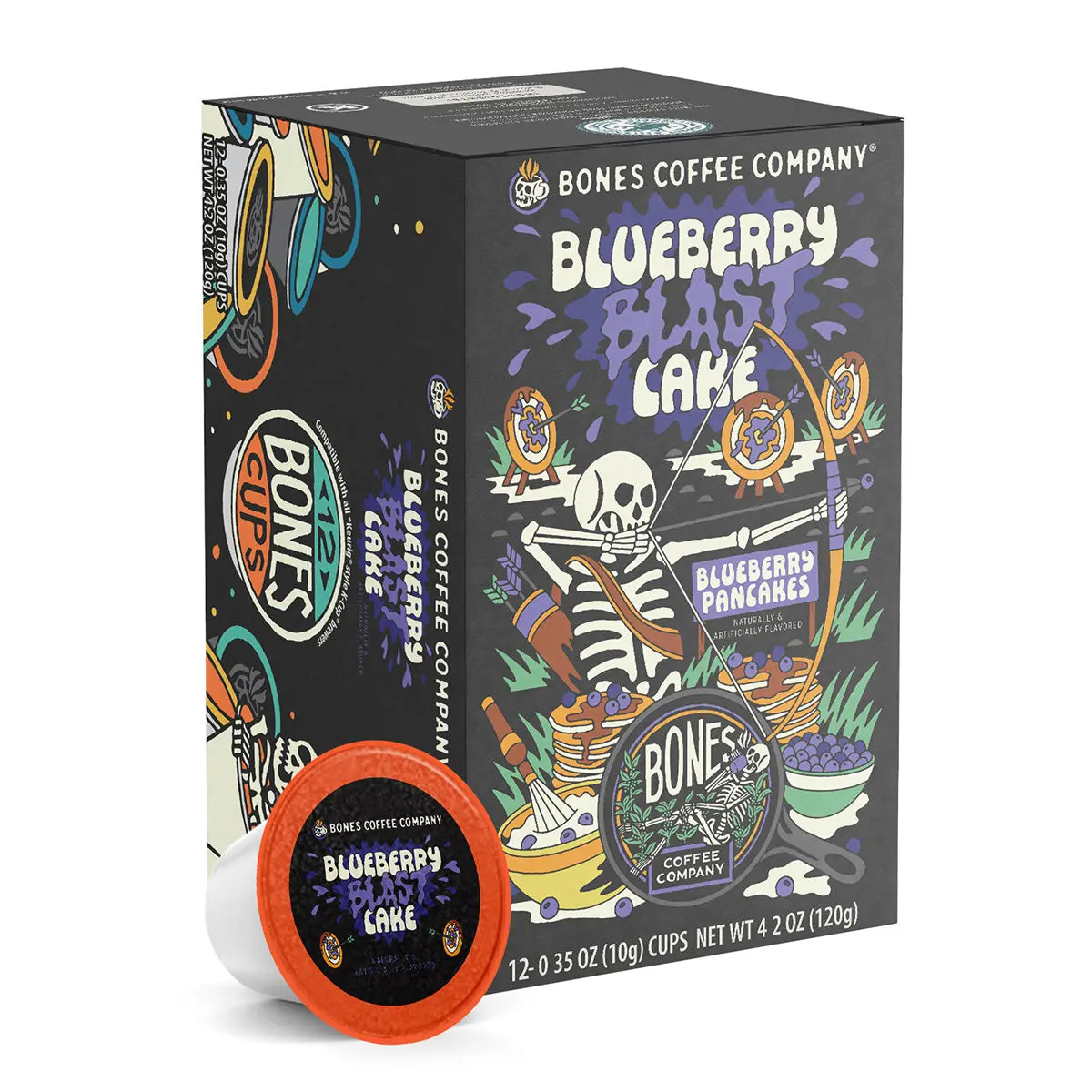 Bones Coffee Company | Blueberry Blast Cake Blueberry Pancake Flavored Coffee Pods 12 Count Medium Roast Keurig Compatible Bones Coffee Company | Blueberry Blast Cake Blueberry Pancake Flavored Coffee Pods 12 Count Medium Roast Keurig Compatible