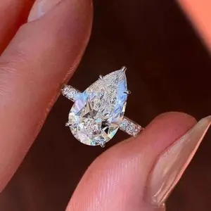 2026 The Ultimate Moissanite Ring, Pear Anniversary Gift for Wife, Hidden Halo Set, Personalized Jewelry, 5 Claw Prong Set
