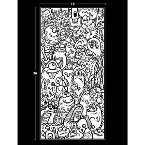 18x36" Monster Coloring Posters Giant Cartoon Artwork for Kids Adults Room Decor Artistic Wall Print Ornaments