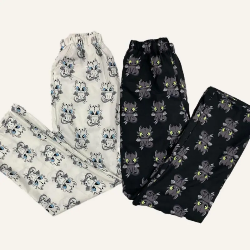 Cute Dragon Couple Pajama Pants– Couple Pajama Pants with Adorable Dragon Design Cozy Matching Sleepwear for Relaxing Nights for Him & Her Loose Fit Sleep Bottom Homewear All Seasons Casual