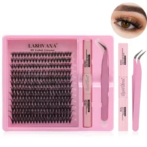 DIY Individual Cluster Lash Extension Kit for Makeup, Featuring 20D, 30D, 40D, 60D, 80D Eyelashes
