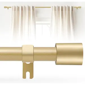 Curtain Rod for Windows 30 to 75 Inch, 5/8 Inch  Adjustable Curtain Rod with 2 Brackets, Easy Installation and Simple End Caps, For Living Room, Bedroom, Outdoor