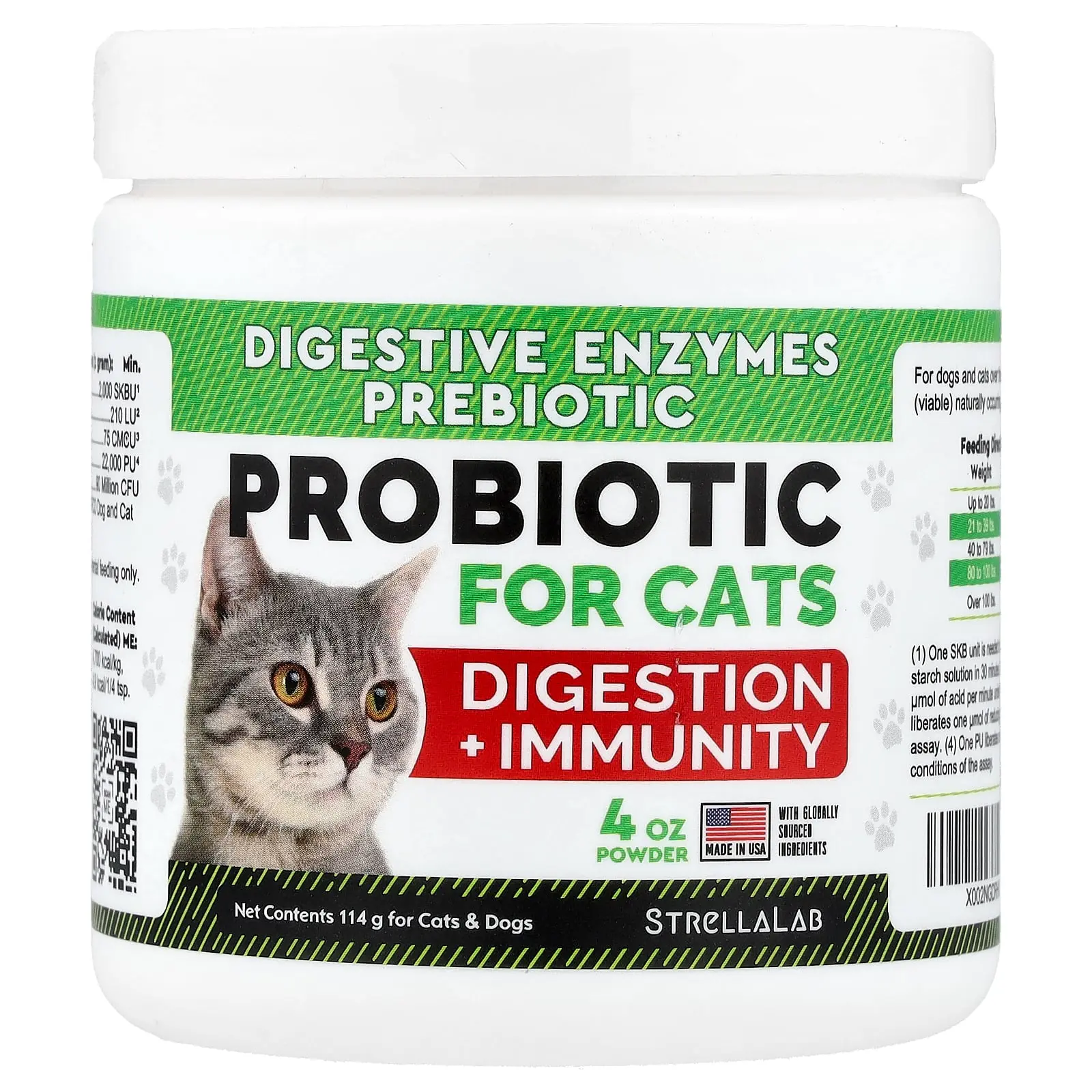 StrellaLab Probiotic Powder, For Cats & Dogs, 4 oz (114 g)