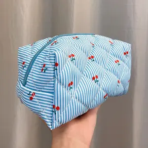 Gossip x Honeygurl Striped Cherries Quilted Makeup Bag