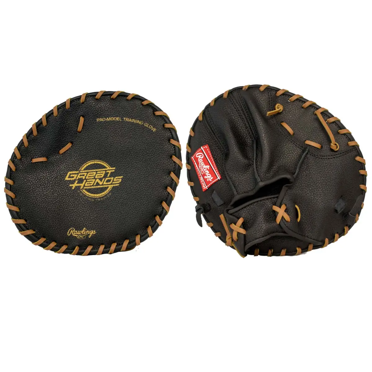 Durable Leather Baseball Pancake Training Glove - No-Pocket Fielding Trainer for Right Hand Throw, One Size Fits All Unisex Hands, Includes Drills and Instructions