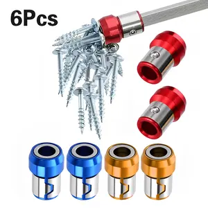 6 Pcs 1/4 Inch/ 6.35 mm Universal Magnetic Screw Ring Bit Magnetizer Ring Metal Magnetizer Screw, Removable for Hex Screwdriver and Power Bits Bolts Hardware Hand Tools Lock