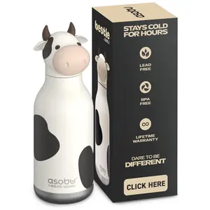 Bestie Bottle Insulated Stainless Steel Water Bottle with Detachable Soft Animal Head Fun Drinking For Kids and Teens with Flexible Reusable Straw 16 Ounce
