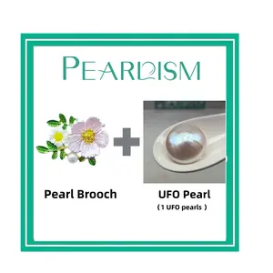 【Adee】Daisy Pearl Brooch  + UFO pearl   (Min 1 pearl as gift) [Open in live]｜Freshwater Big Baroque UFO Pearl -