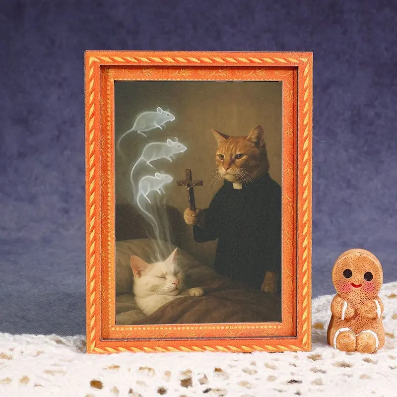 Funny Cat Kitty Refrigerator Magnet, Mini Photo Frame Fridge Magnet, Cute Magnets For Fridge, Home Decor, Perfect Holiday Gift, Whimsical Gift Choice