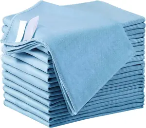 12-Pack Microfiber Glass Cleaning Cloth (12"x12"), Lint-Free Streak-Free Reusable Polishing Cloth for Stainless Steel, Eyeglasses, Mirrors & Screens