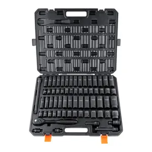 48-Piece 1/2" Drive Mechanic Tools Set, 6-Point Cr-V Steel Impact Sockets (SAE 3/8"-1-1/4", Metric 10-24mm), Multi-Size, Easy Markings, Rugged Construction, Heavy-Duty Storage Case for Auto Repair,summervibes
