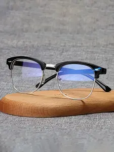 Fashionable Half Frame Casual Eyeglasses, Stylish Decorative Anti-Blue Light Glasses, Versatile and Comfortable for Daily Use