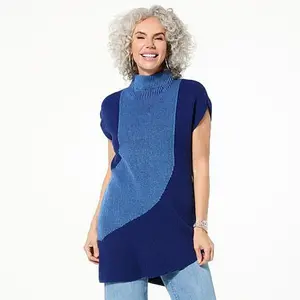 DG2 by Diane Gilman SoftEase Curved Hem Mock-Neck Sweater Tunic