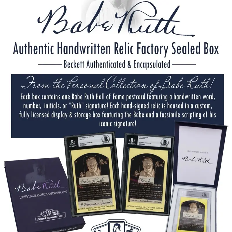 Babe Ruth Authentic Handwritten Relic Box (Chase the Babe Ruth Auto ...
