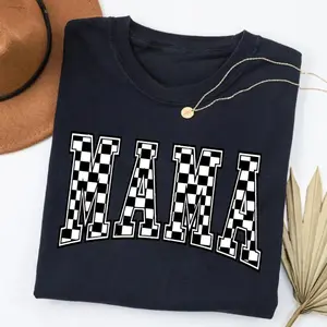 【100% cotton】 Checkered Mama Shirt, Gift for Mom, Retro Mom Shirt, Mother's Day Gift, Vintage Checkered Shirt, 【100% cotton】 Tee, Full Colors