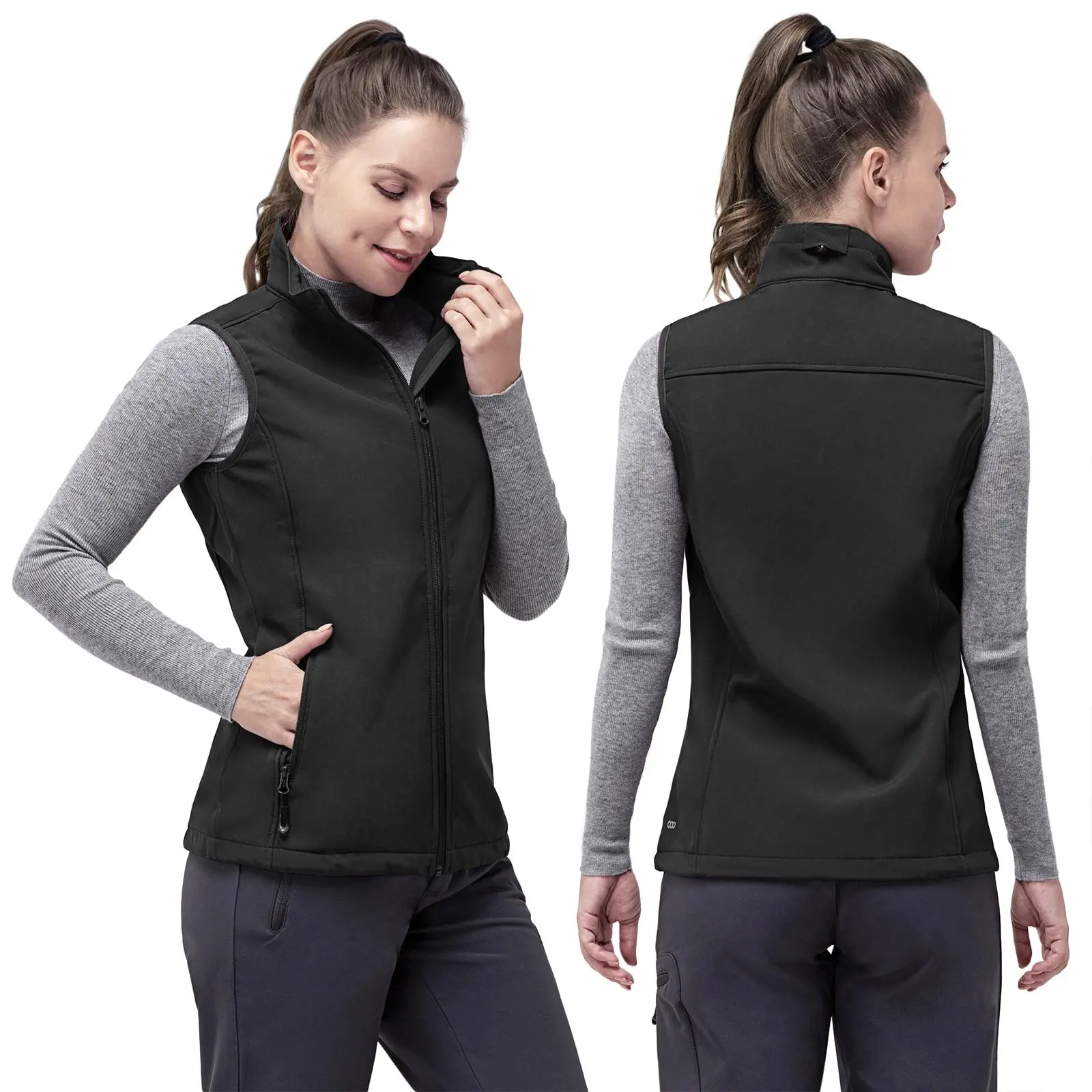 33,000ft Women's Running Vest Fleece Lined Zip Up Windproof Lightweight Softshell Vests Outerwear for Golf Hiking Sports, Workout Sports Vest, Athletic Outdoor Vests