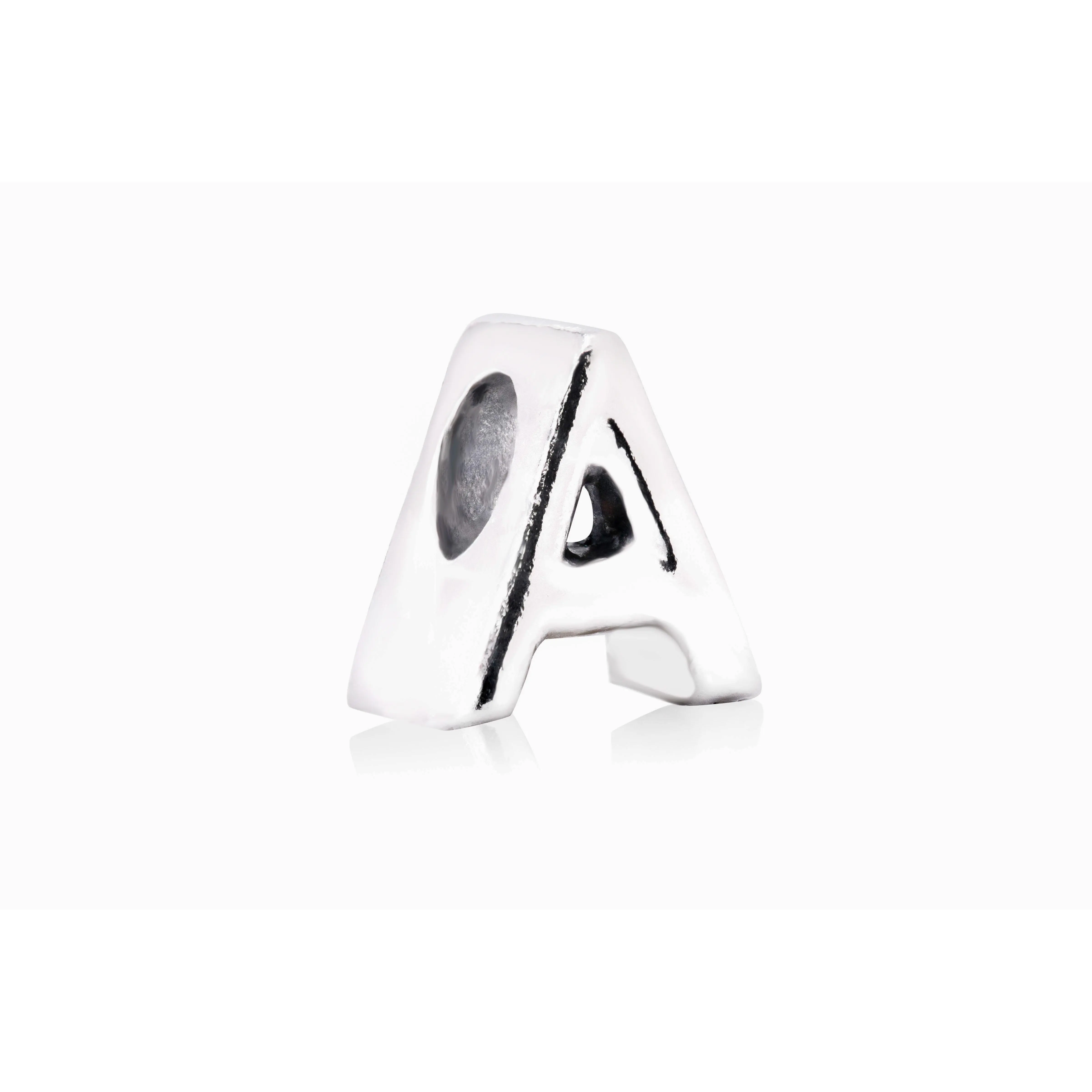 PANDORA Letter A Charm - 797455, Unisex Initial Necklace Pendant, Cute Nameplate Charms & Pendants, Personalized Jewelry with Decorative Heart Pattern