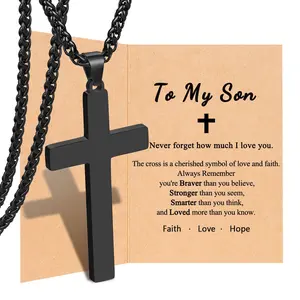Cross Necklace for Men Boys, Valentines Birthday Christmas Gifts for Son Grandson Nephew Brother Boyfriend Mens