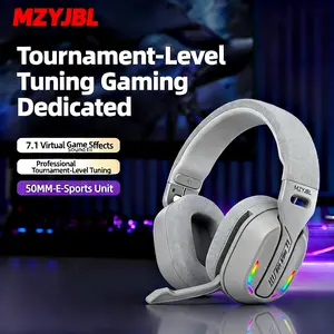 MZYJBL B500 Over-Ear Wireless Headphones Bluetooth 5.4, RGB Gaming Headsets, Low Latency, Deep Bass, 60H Playtime for Gamers