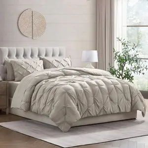 Nestl 7-Piece Pinch Pleated Comforter Set – Bed in a Bag, All-Season Bedding with Sheets, Pillowcases & Shams, Bed Sheet Sets, Bedroom Bedding Set