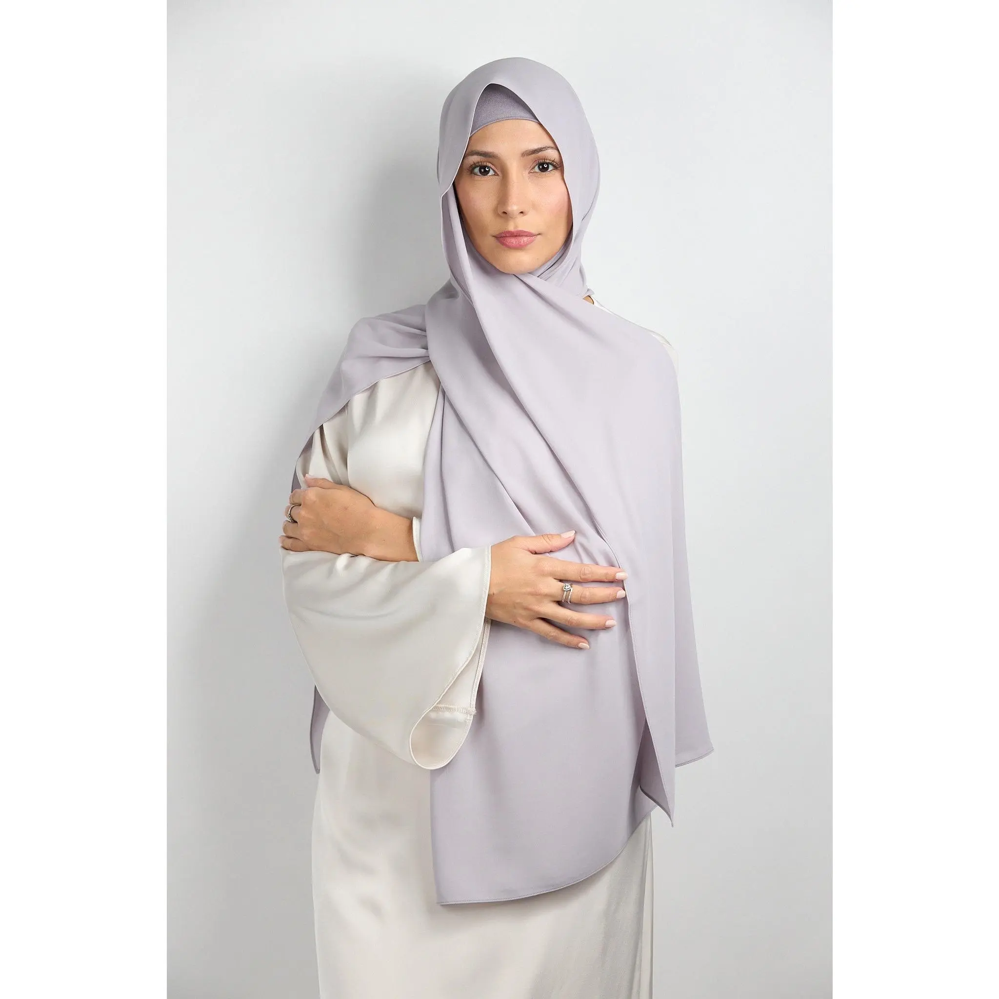 Diamond Chiffon with Matching Undercap Light Gray#8