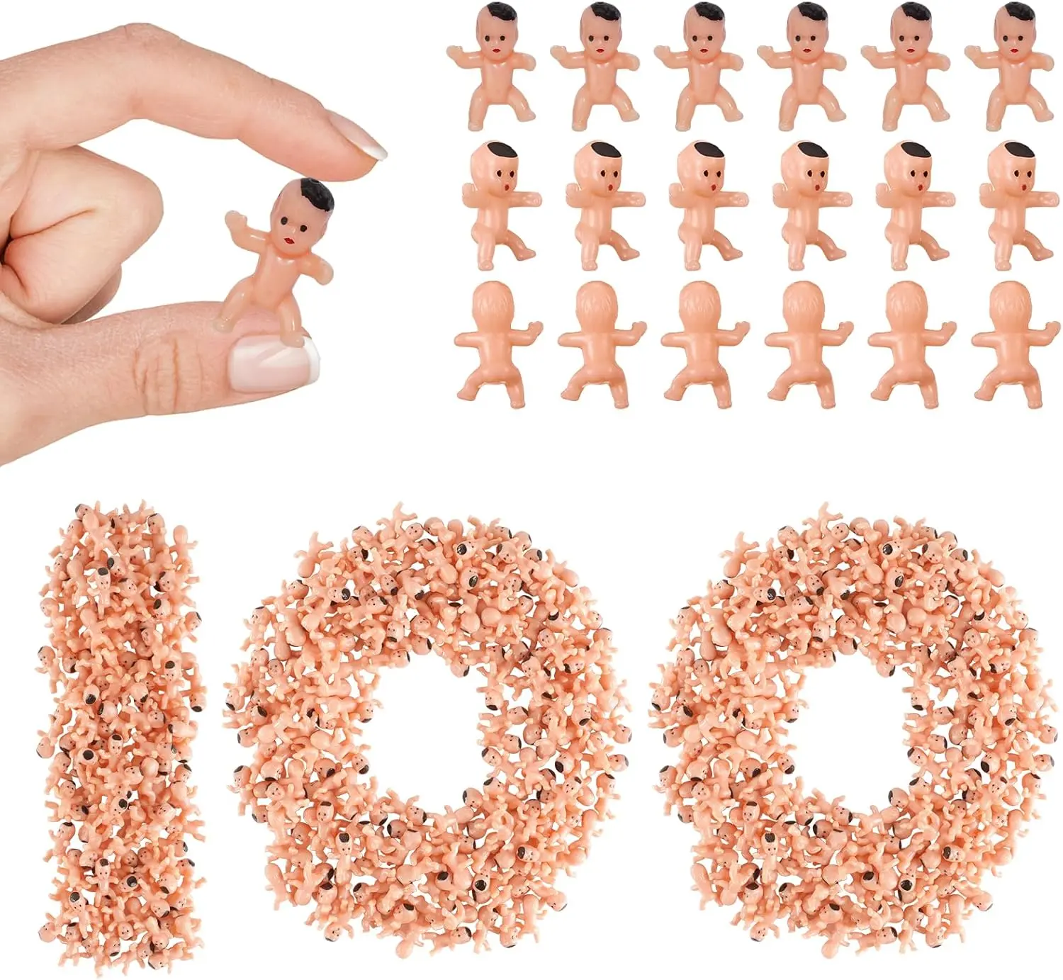 100PCS Mini Plastic Babies 1 Inch – Tiny Baby Shower Favors, King Cake Babies for Mardi Gras, Party Decorations, Ice Cube Game, Reusable Cute Mini Baby Figures
