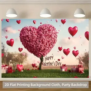 Heart-Shaped Love Tree Backdrop Banner, Valentines Day Theme Decor, Gift Box Design, Party Supplies, Studio Shooting, Anniversary Decoration