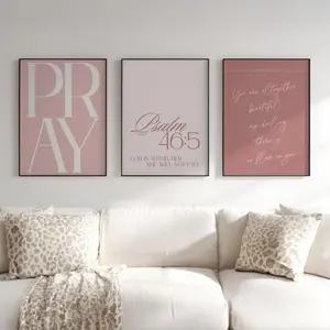 Set of 3 Bedroom Art, Neutral Christian Decor, Jesus Word Wall Art Minimalist Religious Decor, Scripture Bible Verse Wall Art Girl Room Decor