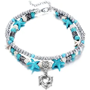 Puka Shell Anklet for Women Summer  Cowrie Adjustable Ankle Bracelet,  Boho Hawaiian Beach Seashell