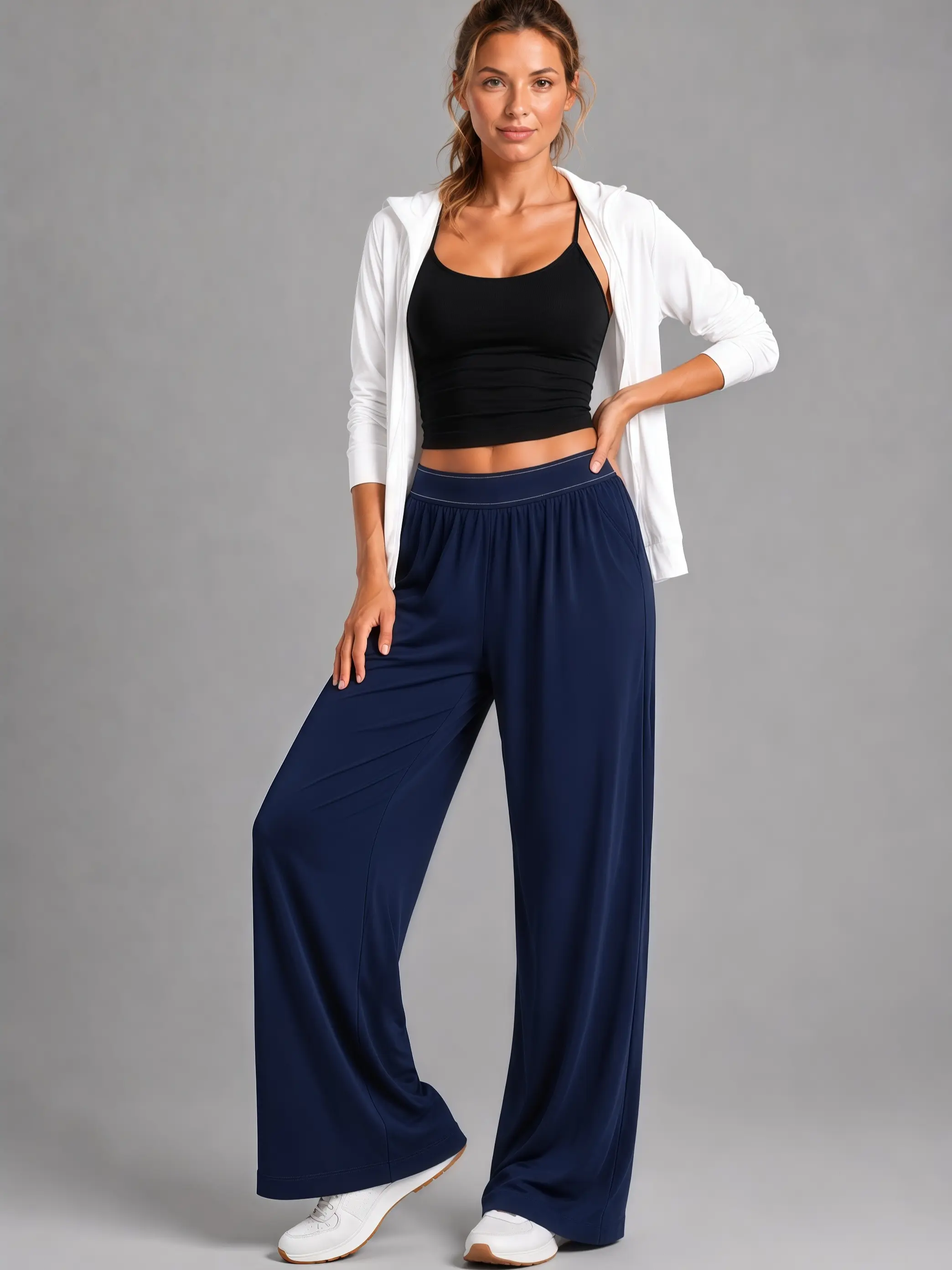 Women's High Waisted Wide Leg Yoga Pants, Loose Fit Workout Lounge Pants, Casual Athletic Sweatpants with Pockets, Soft Stretch Comfy Trousers for Yoga, Fitness, Running & Everyday Wear