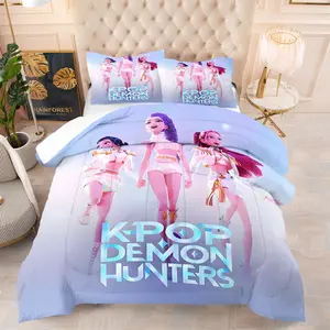 K-Pop Anime Idol Printed Comforter Set, Includes 1 Filled Blanket and 1-2 Coreless Pillowcases, Virtual Girl Group Stage Image, Comfortable Fabric, Home Bedroom Decoration Gift for Fans