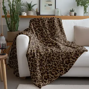 60*80in Leopard Print Blanket Fluffy Blankets – Hot Pink Purple White Black Pink Gray Brown Turquoise Animal Print Ultra Soft Cozy Plush Fleece Cow Pattern Colorful