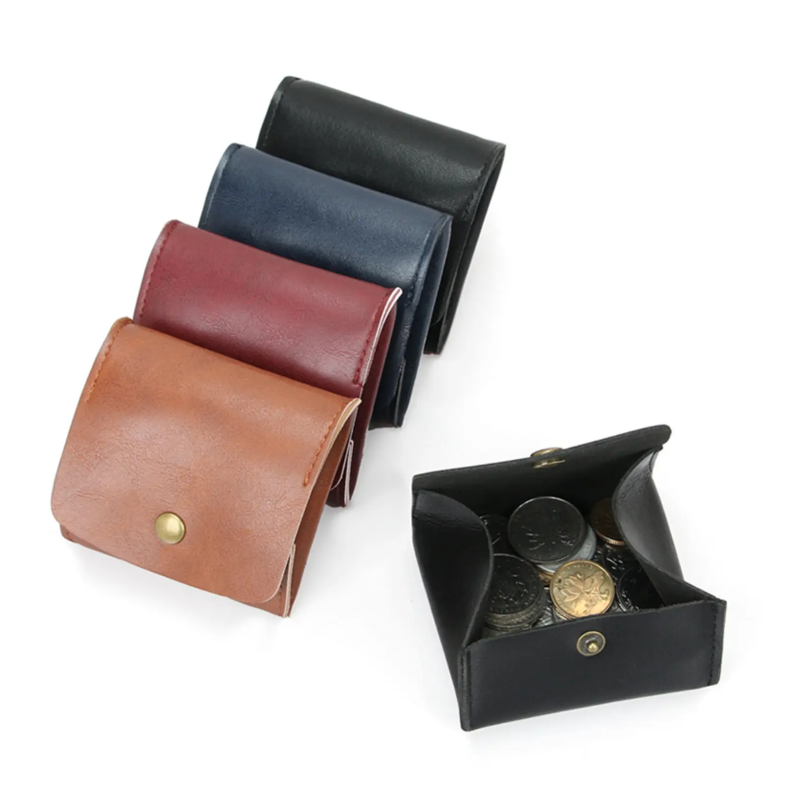 New Short Retro Mini Coin Purse in Multiple Colors, Japanese Style Snap Button Coin Pouch, Compact Portable Small Wallet for Men & Women, Lightweight Durable All-Match Design Perfect for Daily Carry, Travel, Shopping and Organizing Coins, Cards & Small Es
