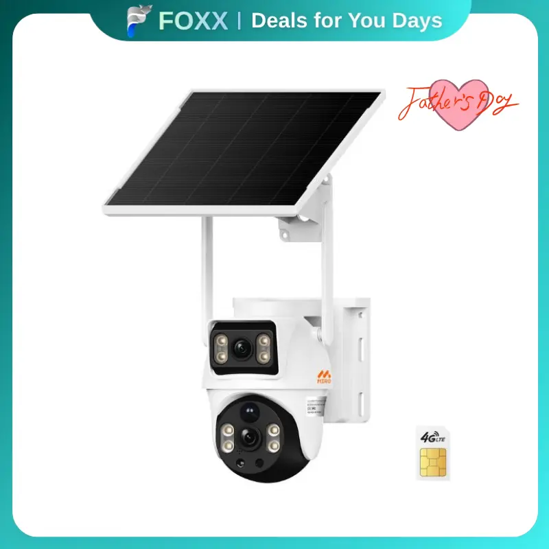 [2026 New] MIRO BP9 4G LTE Solar Security Cameras  – No WiFi , Built-in SIM Card Only (Not Compatible with Other Carriers), Dual Lens PTZ 360°, Motion Alerts, Night Vision, Remote App Monitoring