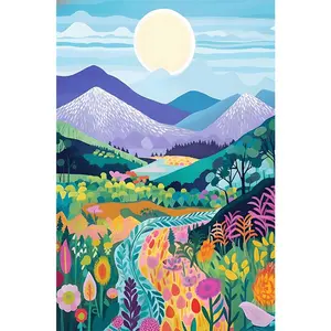 1PCS Colorful Mountain Landscape Diamond Painting Kit DIY Full Drill Embroidery Arts Craft for Home Wall