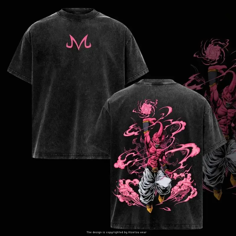 Vintage DBZ "Evil Buu" Vintage Unisex Oversized AnimeManga Acid Washed Cotton T-shirt, graphic tee,animemerch fan, outfits men
