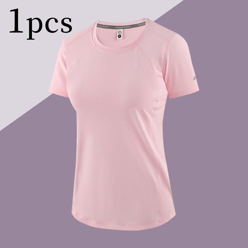 Women’s summer quick-dry sports T-shirt, breathable short-sleeve for yoga and running, high stretch quick-dry fabric with rapid moisture absorption and sweat release; suitable for yoga, running, fitness, and everyday casual wear—a versatile wardrobe stapl
