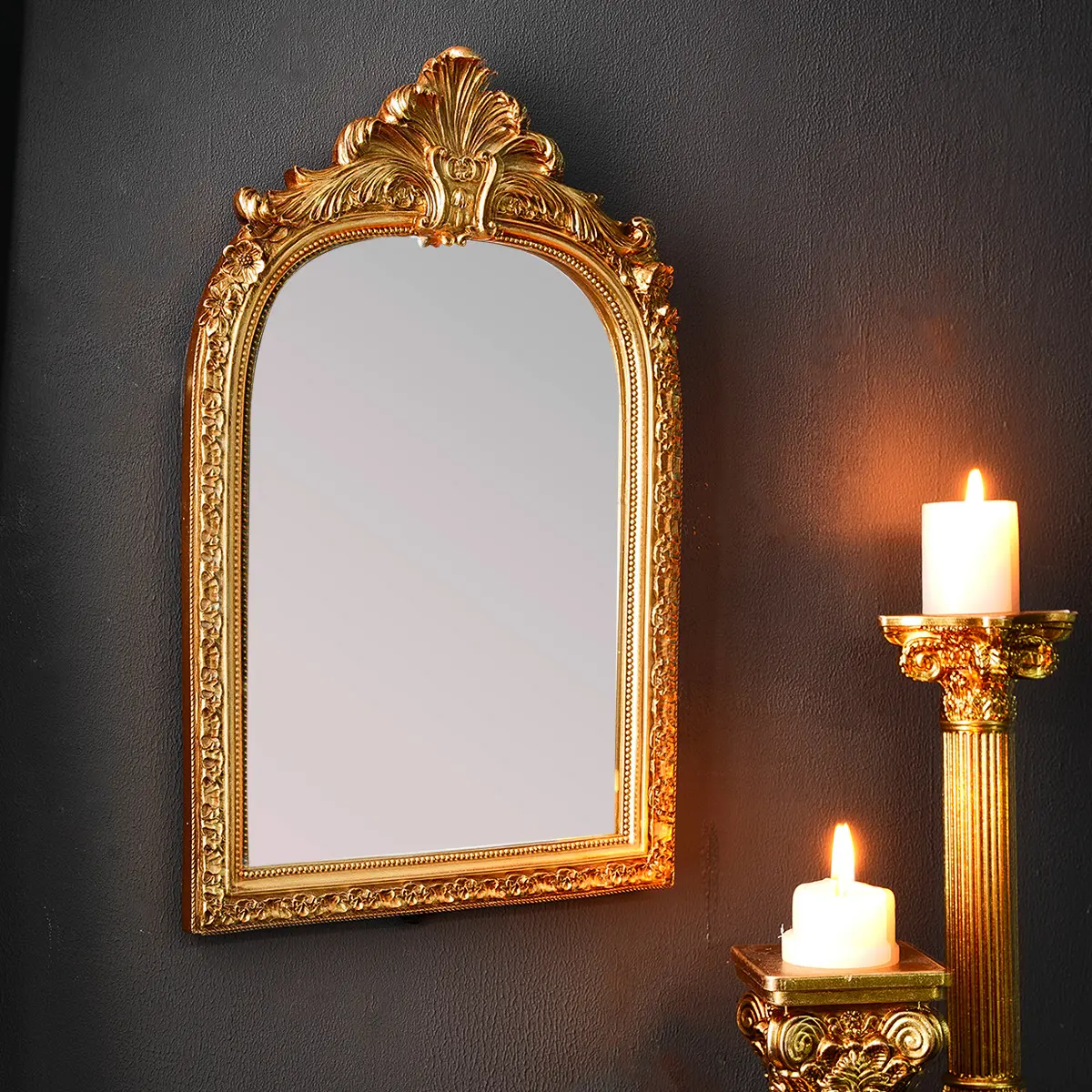 Resin Arch Mirror Frame, Arched Mirror, European Style Wall Decor Art Hanging Piece, Ideal for Home Decoration & Photography Props