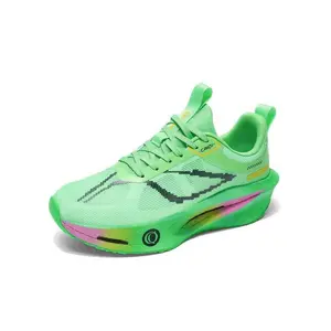 Lightweight running shoes for couples, shock absorption, bouncy cushioning, breathable, non-slip, one-piece upper, elastic outsole, carbon plate, multiple colors