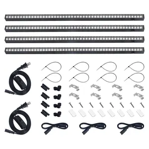 Barrina T5 Grow Lights, 2FT 5000K Full Spectrum, Black Cover Plant Light with Switch Cord, Linkable, Plug and Play, 4 Packs