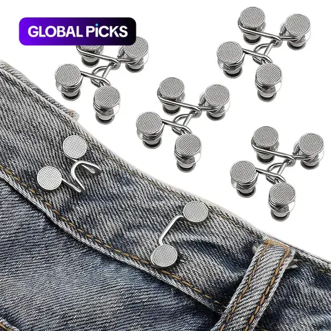 Jeans Button Tightener Set, 2/4 Sets Handmade Waist Tightener Pins, Easy-to-Install Metal Buttons for Pants and Skirts