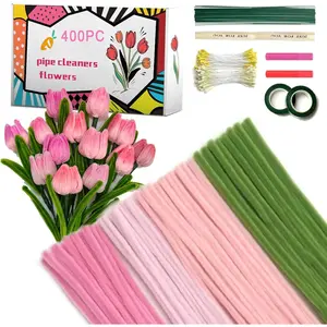 400 count Pipe Cleaners Crafts Bulk,Pipe Cleaner Flower Kit,Arts and Crafts for Adults (Green,)