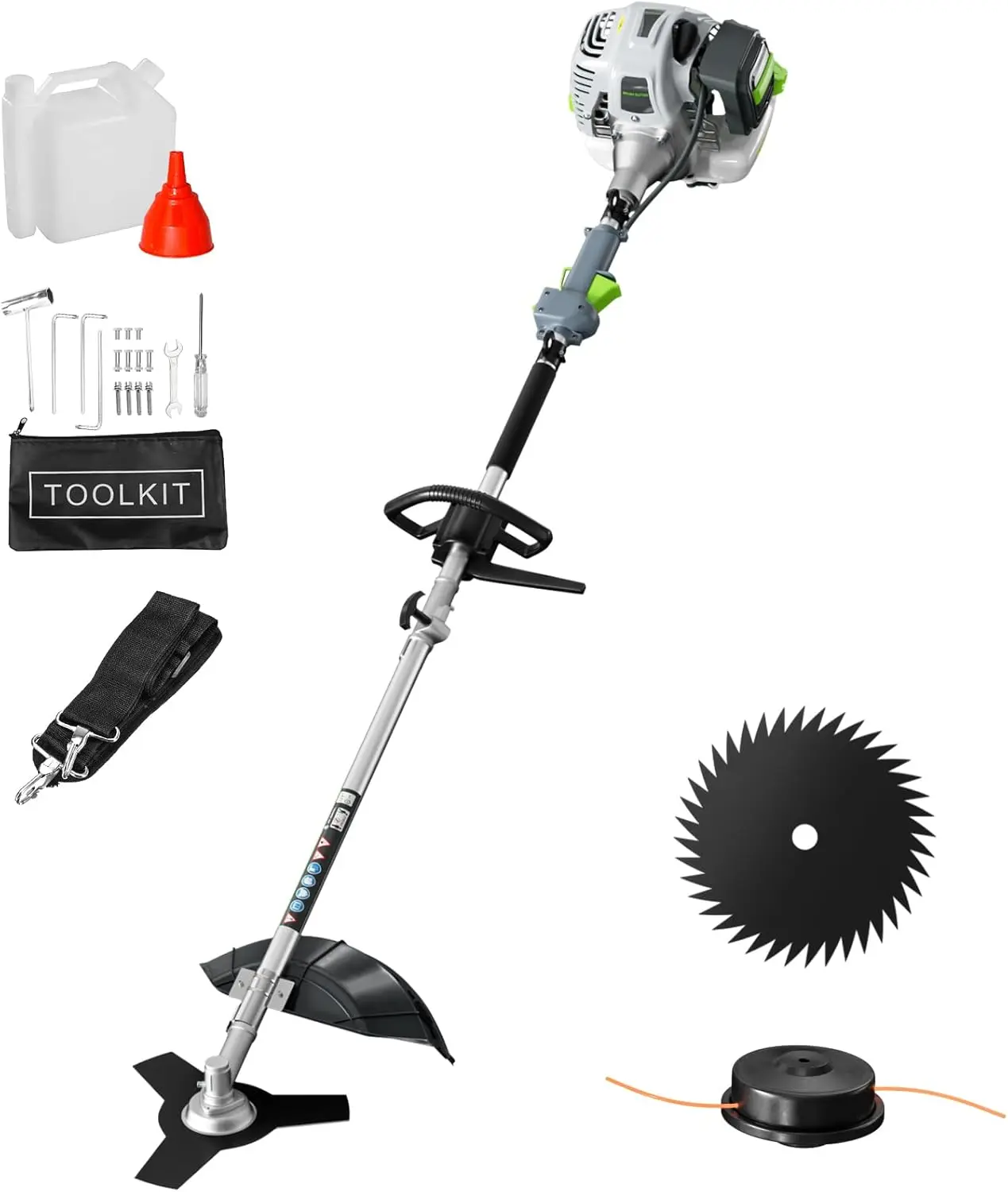 3-in-1 Gas Powered Weed Eater, Weed Wacker & String Trimmer, Heavy-Duty Brush Cutter with 3-Tooth & 40-Tooth Blades for Lawn Care, Grass Cutting, Yard, Garden & Landscaping