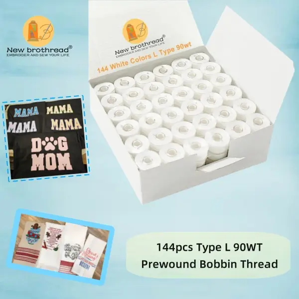 144pcs White Prewound Bobbin Thread Plastic Side for Commercial & Home Embroidery and Sewing Machines Guarantee cross stitch, mothersdaygift