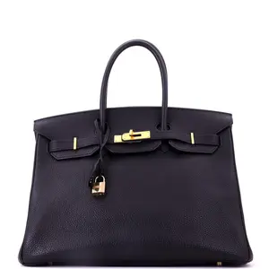 Pre-owned HERMÈS Leather Tote Bags REBAG Hermes Birkin Handbag Noir Togo with Gold Hardware 35 by Rebag