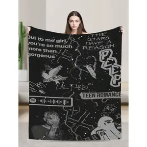 Lil Merch Peep Throw Blanket Warm Breathable Air Conditioner Blanket for Car Classic Outdoor Picnic All Season Use Comfortable Stylish