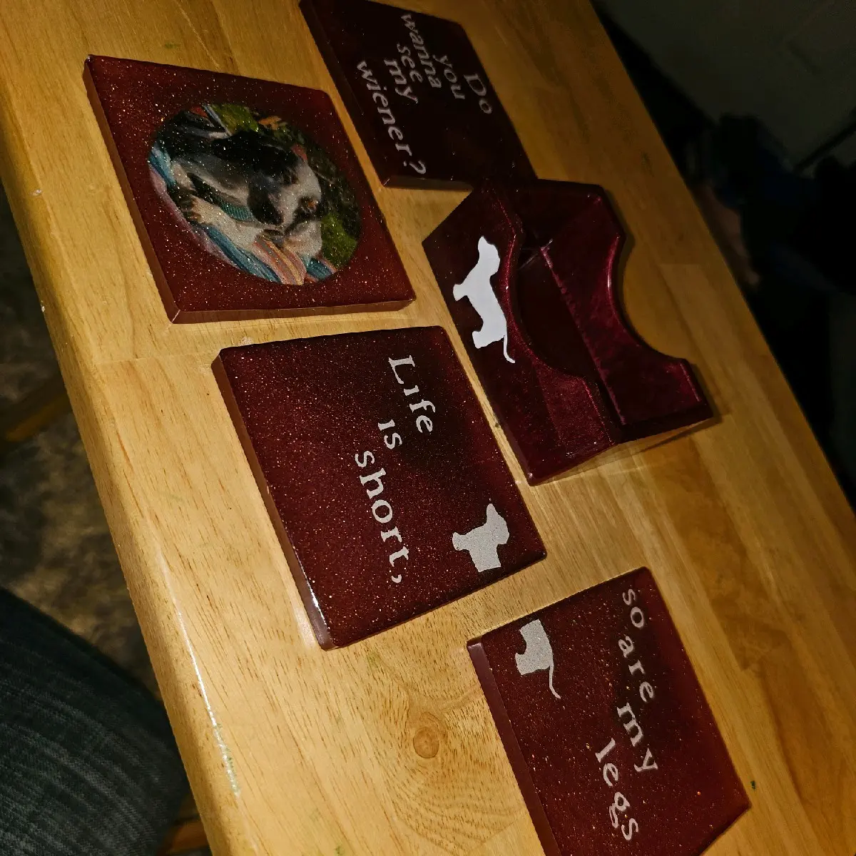 Square Resin Coasters - Dachshund Themed - Customizable and Durable