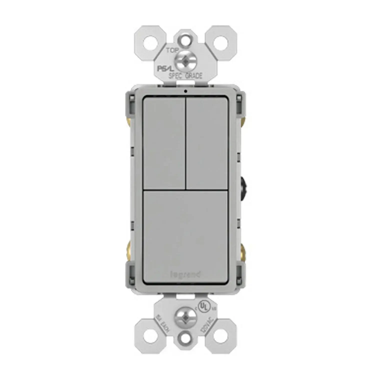 Legrand RCD113GRY Radiant Combination Switch, 15A, Single-Pole/3-Way, Gray