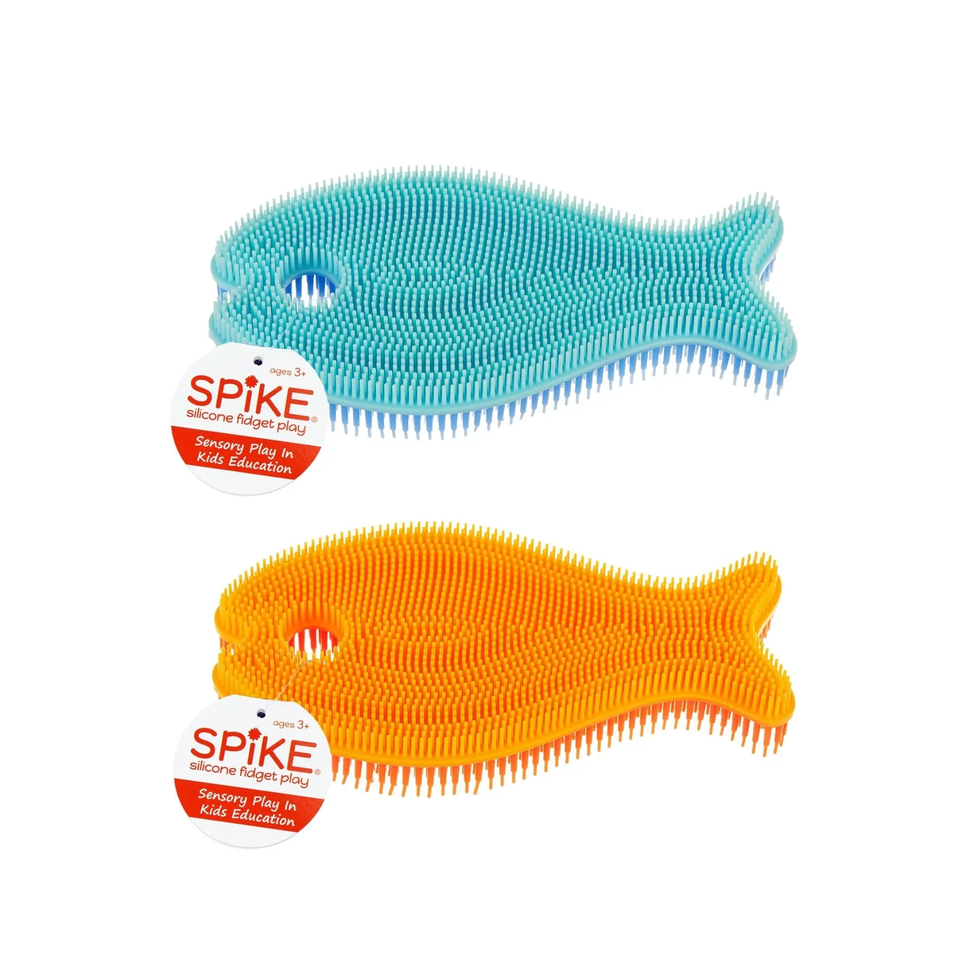 Spike Sensory Fish Fidget Toy (2-Pack), Silicone Texture for Focus, Stress Relief & Tactile Play (Blue & Orange)